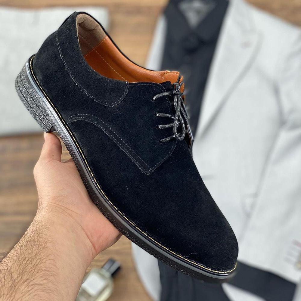 کفش کلاسیک رنگ مشکی مردانه جنس جیر اشبالت کد 9375